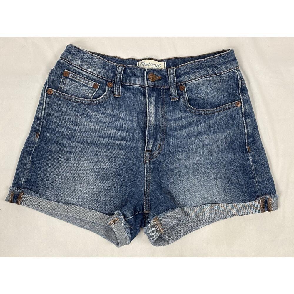 Madewell Women's High-Rise Cuffed Denim Shorts Medium Wash Blue Size 25